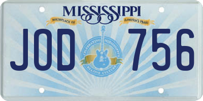 MS license plate JOD756