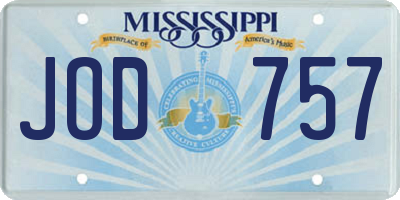 MS license plate JOD757
