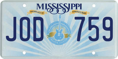 MS license plate JOD759
