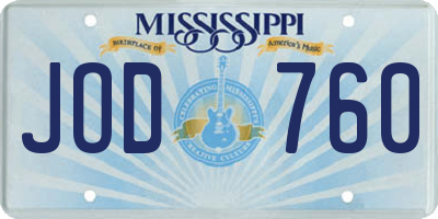 MS license plate JOD760
