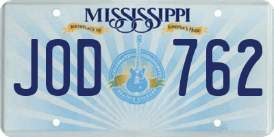 MS license plate JOD762