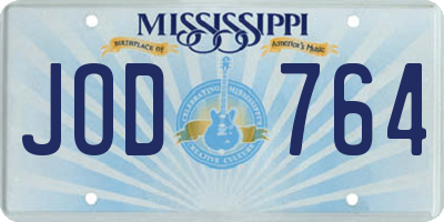 MS license plate JOD764