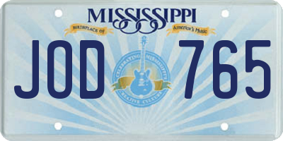 MS license plate JOD765