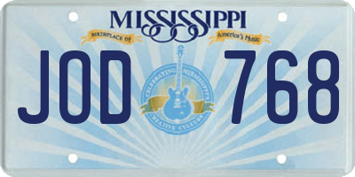 MS license plate JOD768
