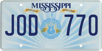 MS license plate JOD770