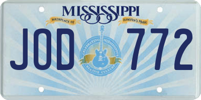 MS license plate JOD772
