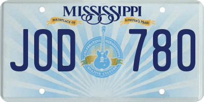 MS license plate JOD780