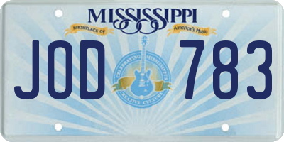 MS license plate JOD783