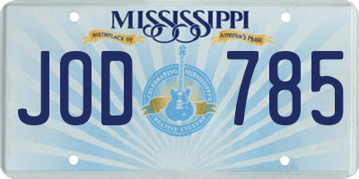 MS license plate JOD785