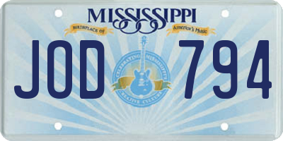 MS license plate JOD794