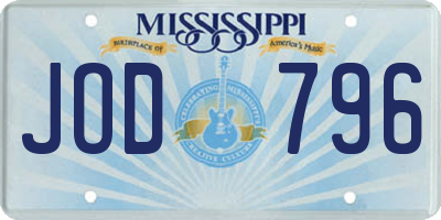 MS license plate JOD796