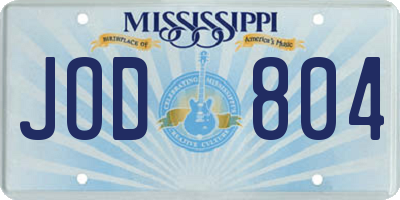 MS license plate JOD804