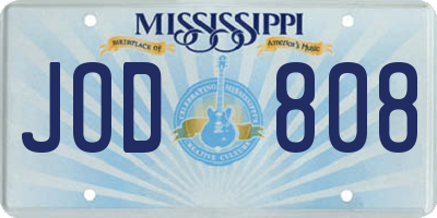 MS license plate JOD808