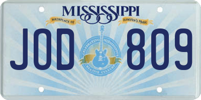 MS license plate JOD809