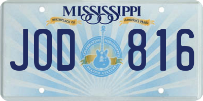 MS license plate JOD816
