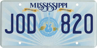 MS license plate JOD820