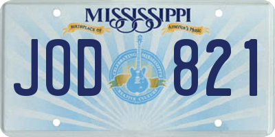 MS license plate JOD821