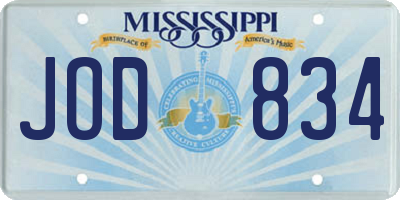 MS license plate JOD834