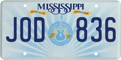 MS license plate JOD836