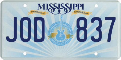 MS license plate JOD837