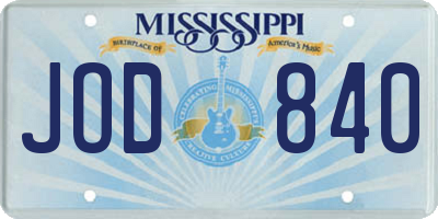MS license plate JOD840