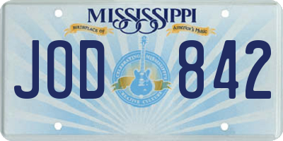 MS license plate JOD842
