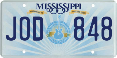 MS license plate JOD848