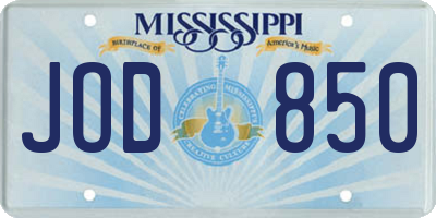 MS license plate JOD850