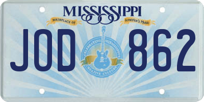 MS license plate JOD862