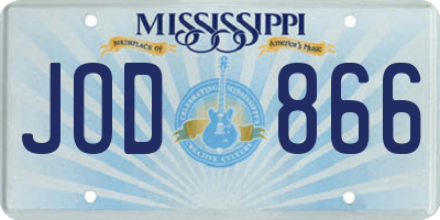 MS license plate JOD866