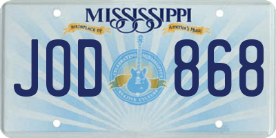 MS license plate JOD868