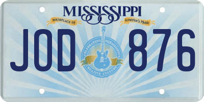 MS license plate JOD876