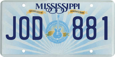 MS license plate JOD881