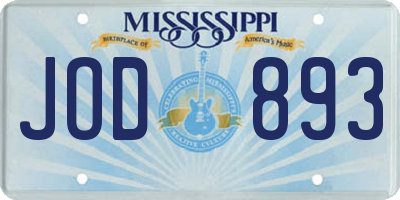 MS license plate JOD893
