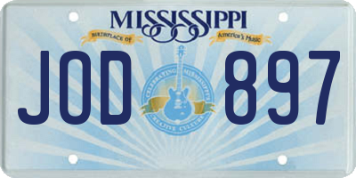 MS license plate JOD897