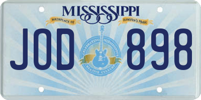 MS license plate JOD898