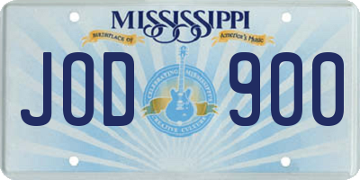 MS license plate JOD900
