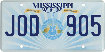 MS license plate JOD905