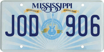 MS license plate JOD906