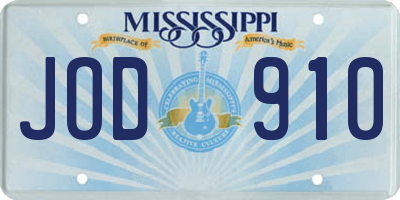 MS license plate JOD910