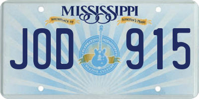MS license plate JOD915