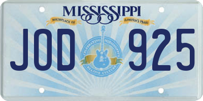 MS license plate JOD925