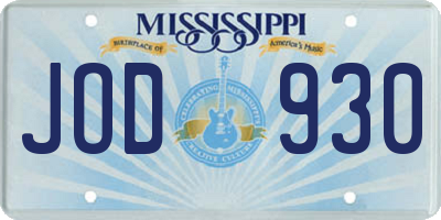 MS license plate JOD930