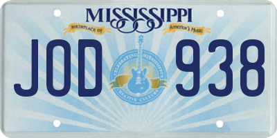 MS license plate JOD938