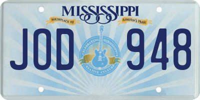 MS license plate JOD948