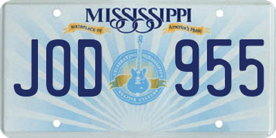 MS license plate JOD955