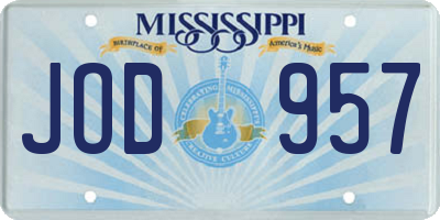 MS license plate JOD957