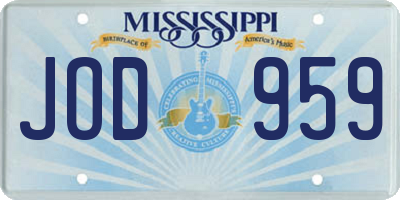 MS license plate JOD959