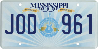 MS license plate JOD961
