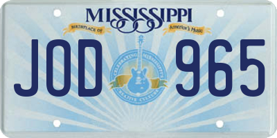 MS license plate JOD965
